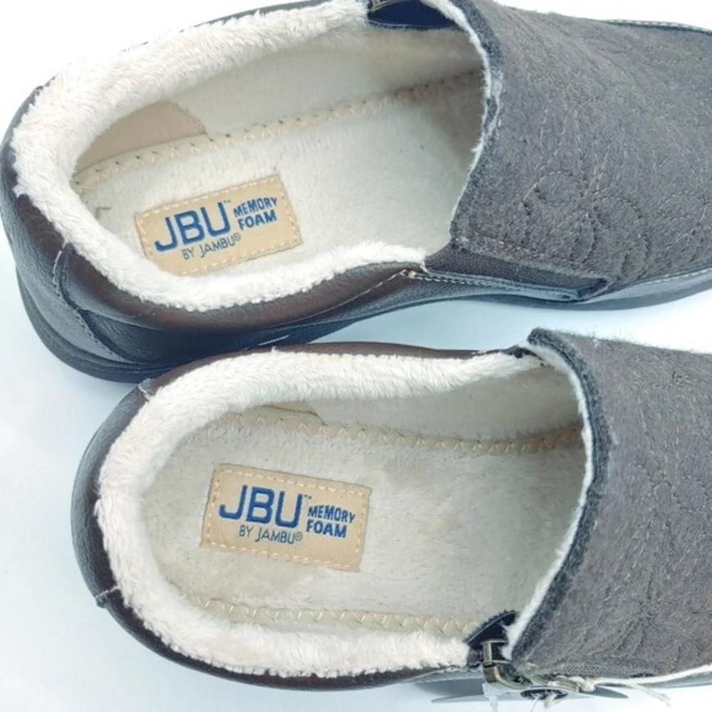 JBU Crimson Slip On Brown Quilted Floral Faux Fur WMS 7M